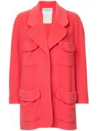 Chanel Vintage Cashmere Cc Logos Button Long Sleeve Jacket - Pink &