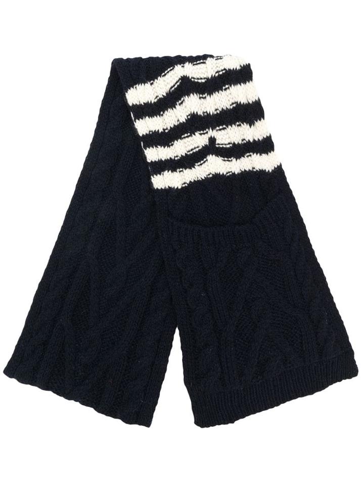 Thom Browne 4-bar Aran Cable Scarf - Blue