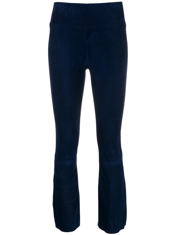 Sprwmn Cropped Suede Trousers - Blue