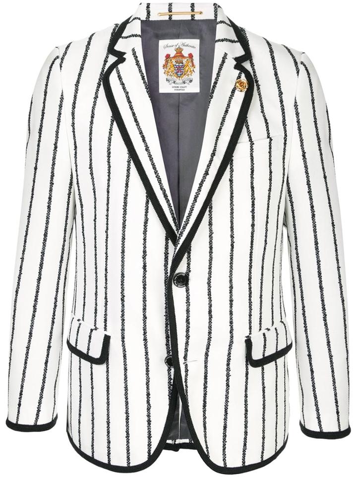 Education From Young Machines Two Tone Striped Blazer - White