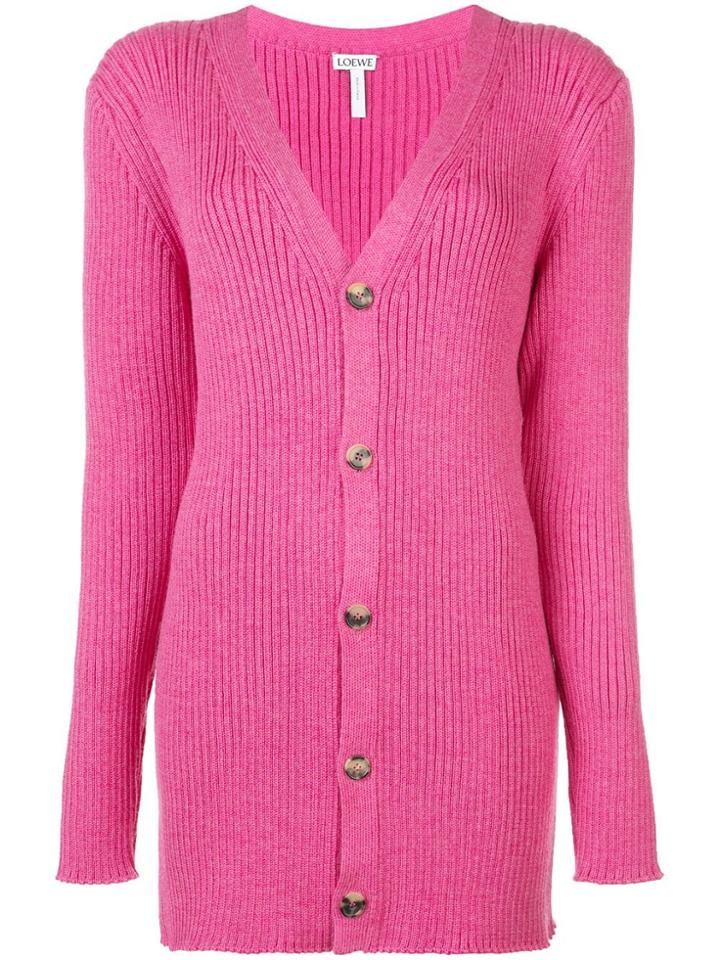Loewe Ribbed Knit Cardigan - Pink