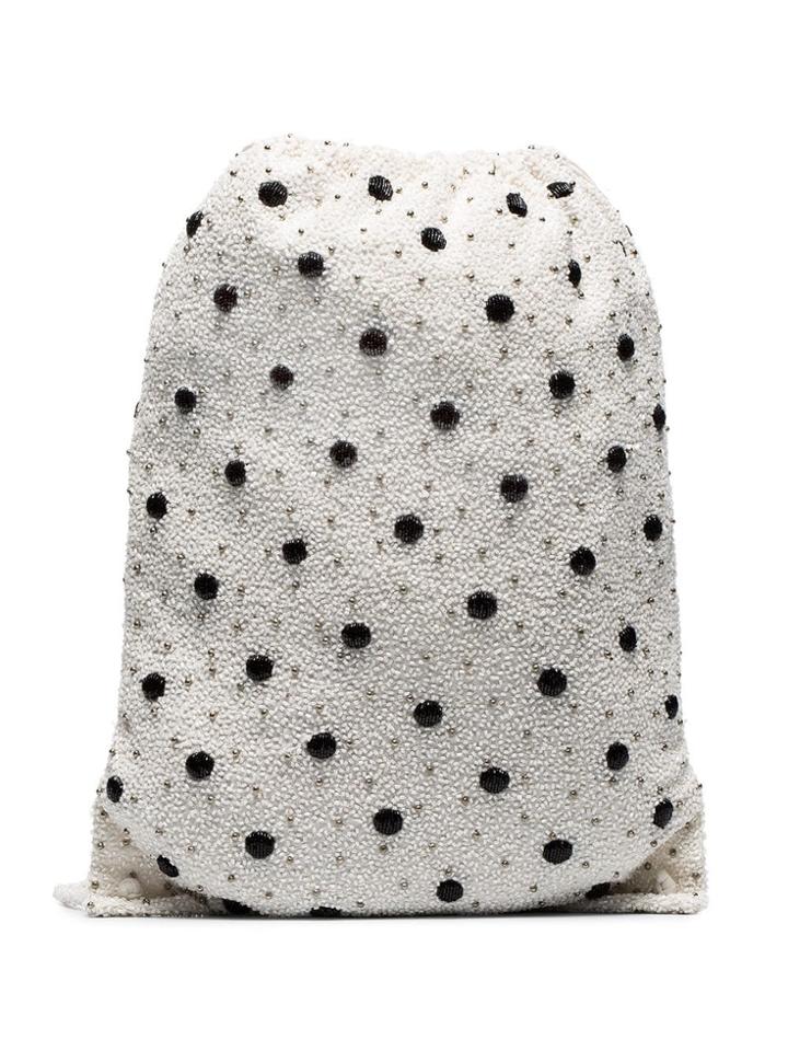 Ganni Gnni Wintour Emb Sqn Drwst Wht Blk Polka - White