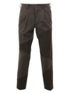 Anrealage 'noise Panel' Cropped Trousers, Men's, Size: 46, Grey, Cotton/polyester/polyurethane/rayon