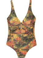 Lygia & Nanny Open Back Printed Swimsuit, Women's, Size: 40, Yellow/orange, Polyamide/spandex/elastane