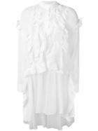 Cédric Charlier Ruffled Tunic, Women's, Size: 42, White, Silk/polyamide/acetate
