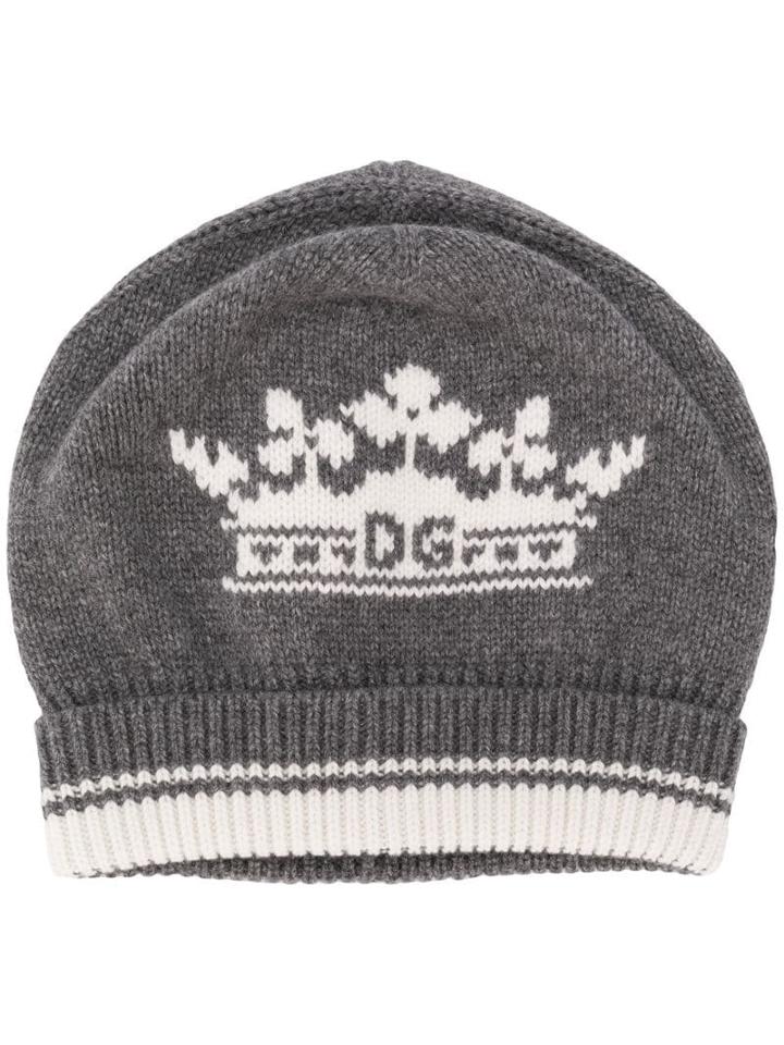 Dolce & Gabbana Cashmere Crown Beanie - Grey