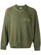 R13 Pocket Detail Sweatshirt, Men's, Size: Medium, Green, Cotton