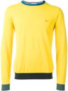 Sun 68 Cuff And Neck Trim Detail 'giro' Jumper, Men's, Size: Xl, Yellow/orange, Cotton