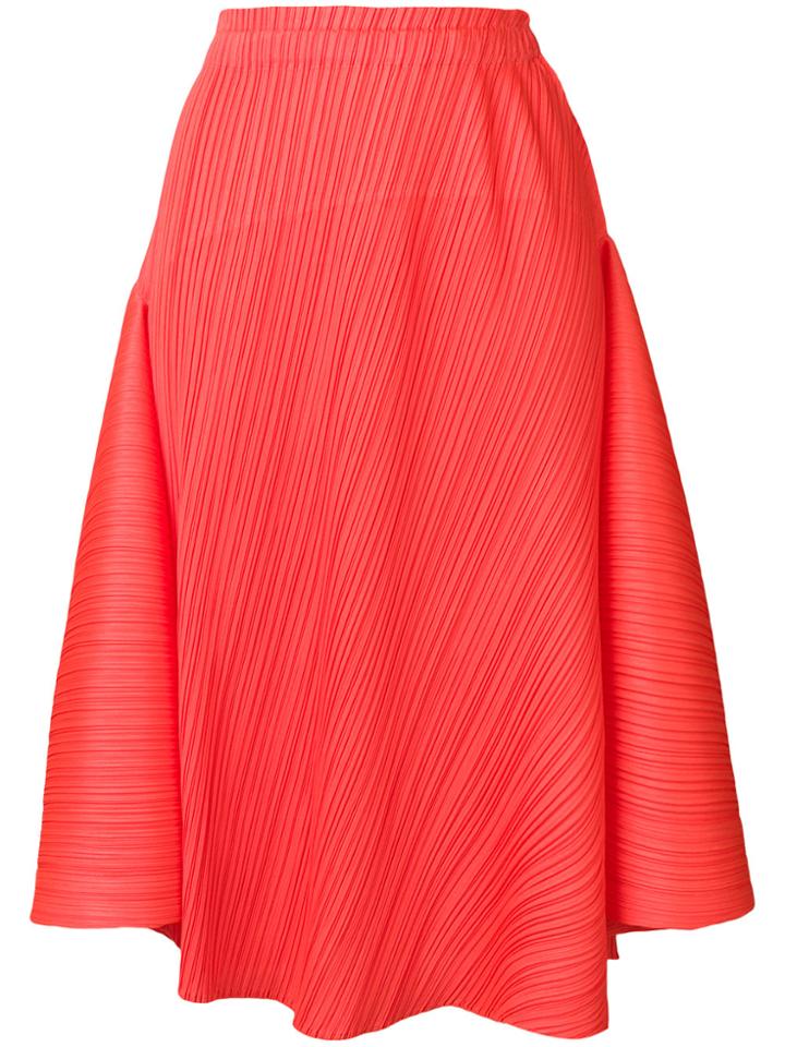 Pleats Please By Issey Miyake Pleated Midi Skirt - Yellow & Orange