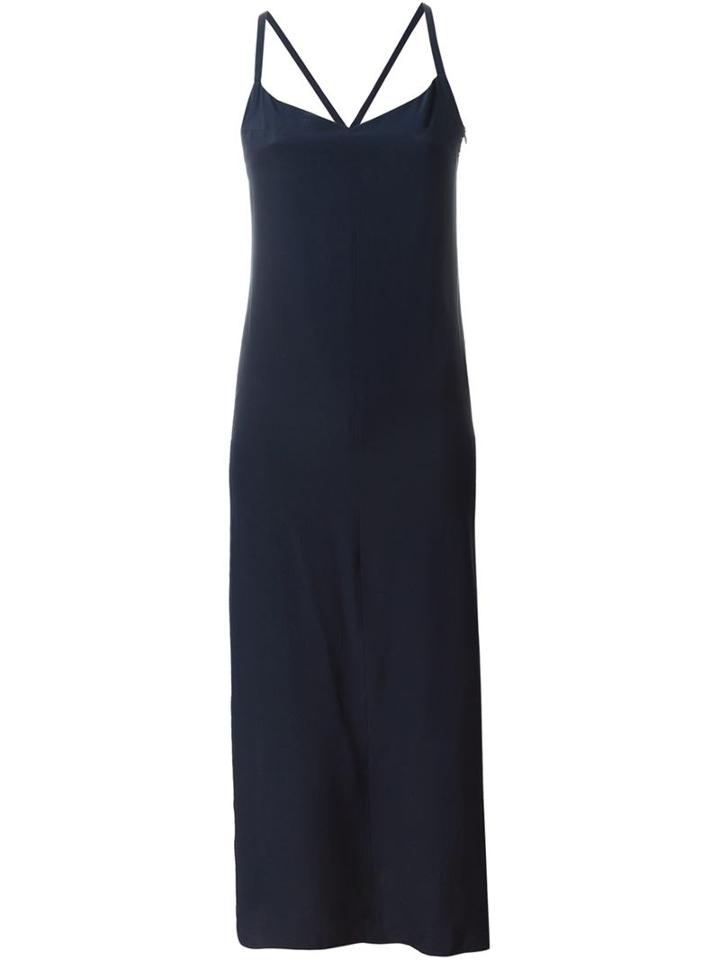 Each X Other Side Slit Slip Dress, Women's, Size: Medium, Blue, Silk