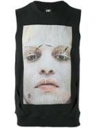 Dust Sleeveless Face Print T-shirt - Black
