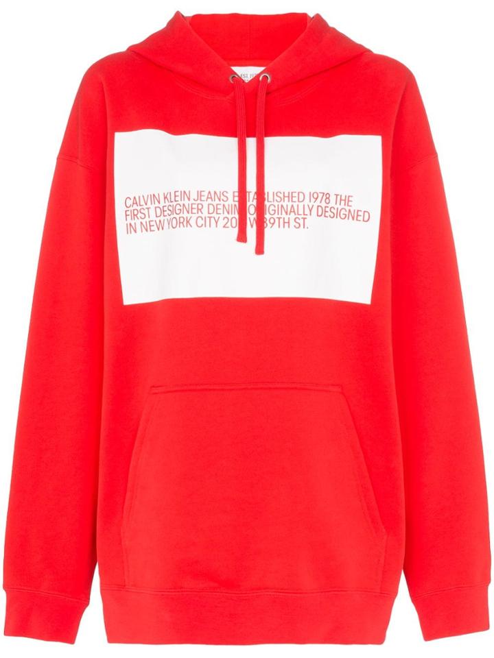 Calvin Klein Jeans Est. 1978 Large Logo Drawstring Hoodie - Red