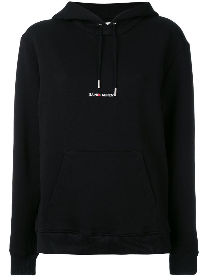 Saint Laurent Logo Hoodie, Women's, Size: Medium, Black, Cotton