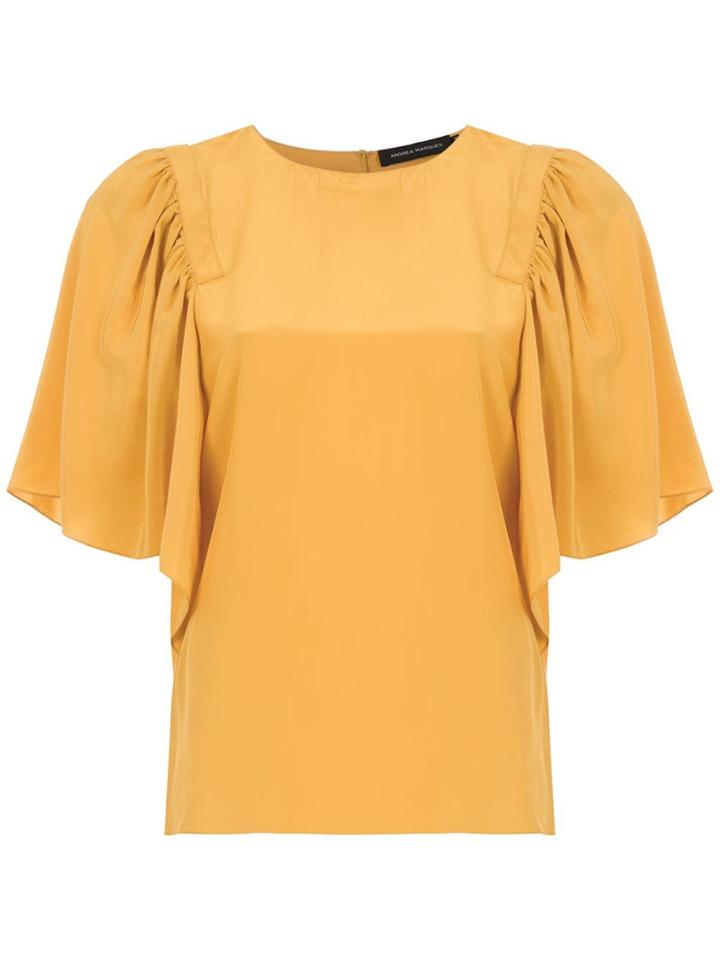 Andrea Marques Ruffled Silk Blouse - Yellow