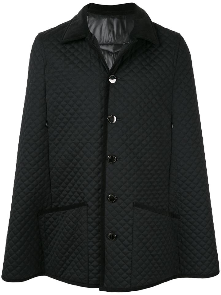 Fumito Ganryu Diamond Quilted Cape Coat - Black