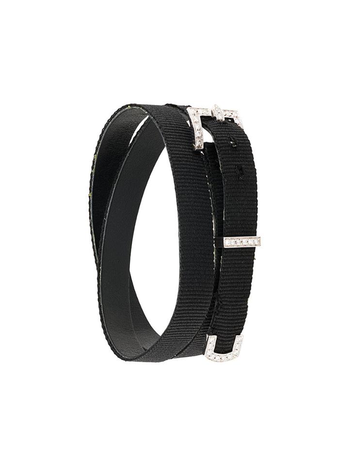 Simonetta Bianchini Diamond Embellished Buckle Wrap Bracelet - Black