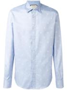 Gucci Bee Jacquard Duke Shirt, Men's, Size: 42, Blue, Cotton