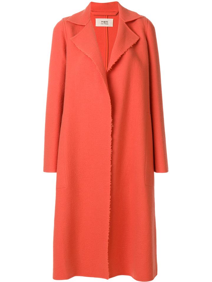 Ports 1961 Oversized Frayed Hem Coat - Yellow & Orange