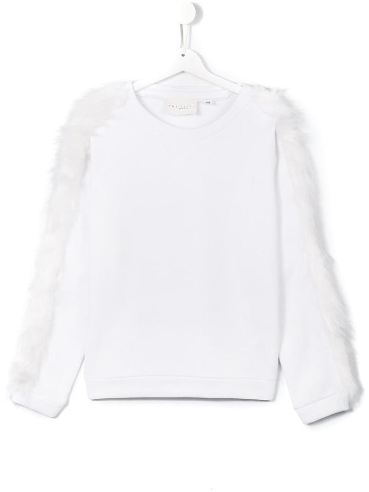 Une Fille Faux Fur Trim Sweatshirt, Girl's, Size: 14 Yrs, White