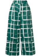 Marni Geometric Cropped Flared Trousers - Green