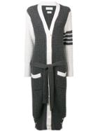 Thom Browne 4-bar Waffle Stitch Cardigan Coat - Grey