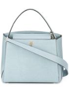 Valextra Single Strap Tote, Women's, Blue, Calf Leather