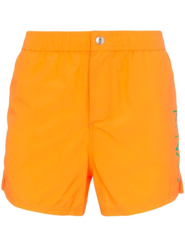 Kenzo Orange Logo Print Swim Shorts
