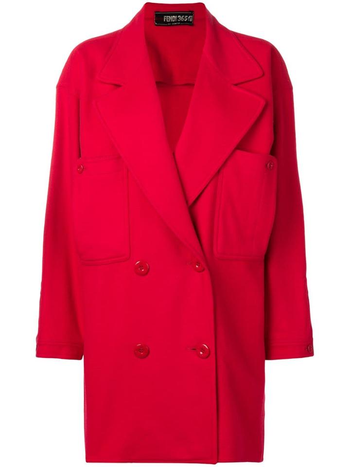 Fendi Vintage Double Breasted Coat - Red