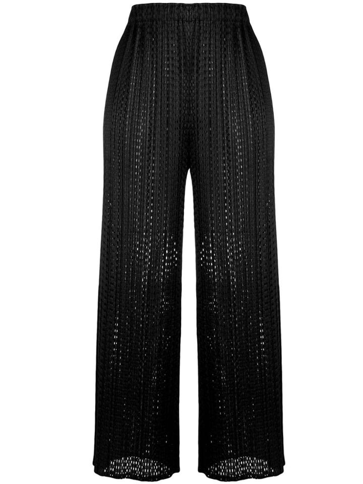 Pleats Please Issey Miyake Mesh Cropped Trousers - Black