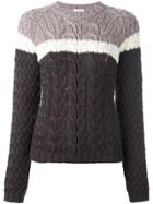 P.a.r.o.s.h. Colour Block Cable Knit Sweater - Brown