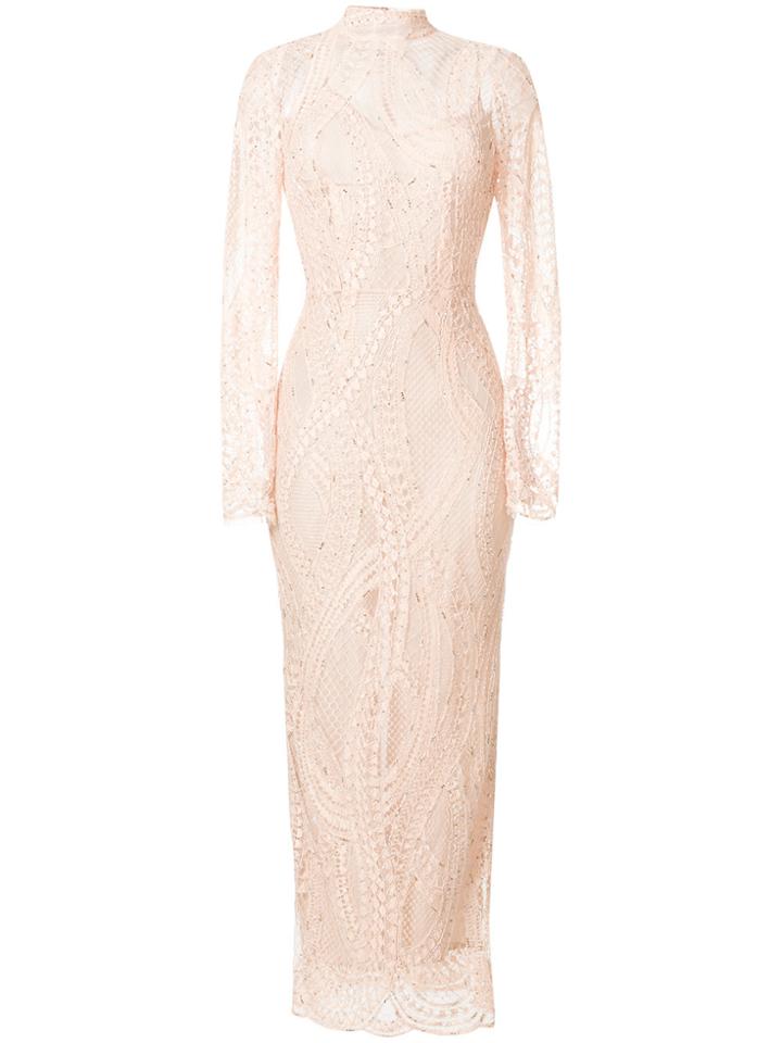 Alessandra Rich Fitted Lace Gown - Nude & Neutrals