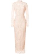 Alessandra Rich Fitted Lace Gown - Nude & Neutrals
