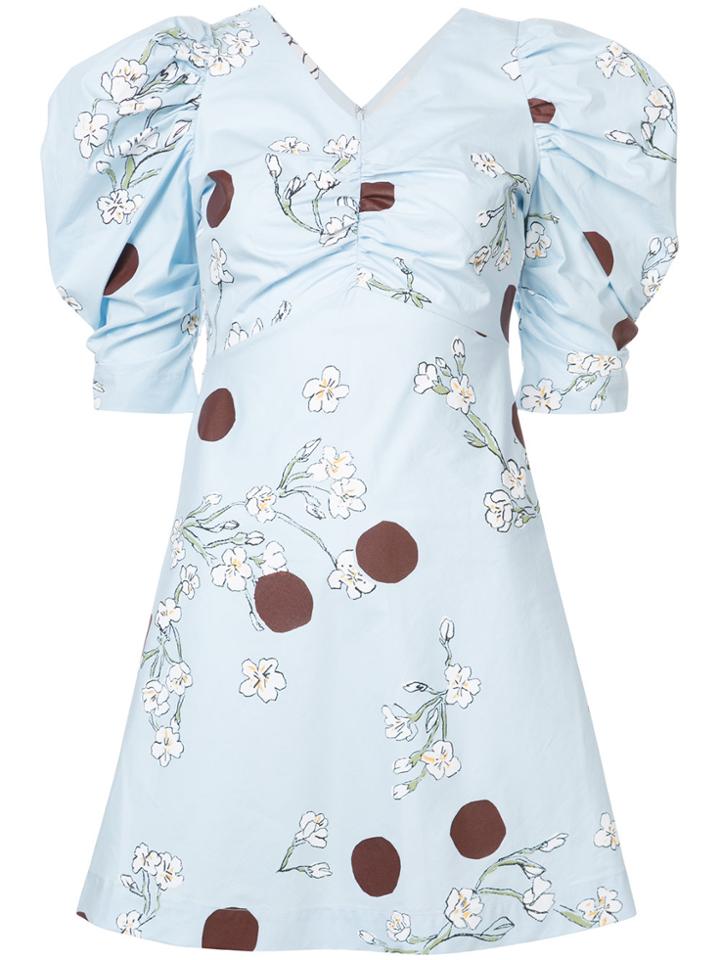 Isa Arfen Floral And Polka Dot Print Dress - Blue