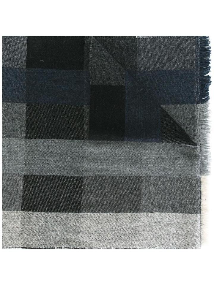 Oliver Spencer Checked Scarf, Men's, Grey, Polyamide/viscose/cashmere/virgin Wool