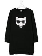 Karl Lagerfeld Kids Teen Cat Print Dress - Black