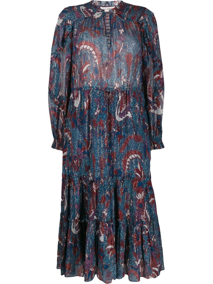 Ulla Johnson Lurex Print Midi Dress - Blue
