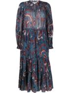 Ulla Johnson Lurex Print Midi Dress - Blue