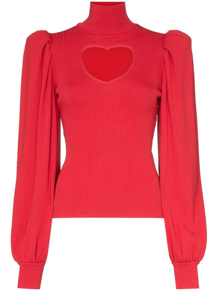 Msgm Heart Cutout Knitted Jumper - Red