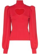 Msgm Heart Cutout Knitted Jumper - Red