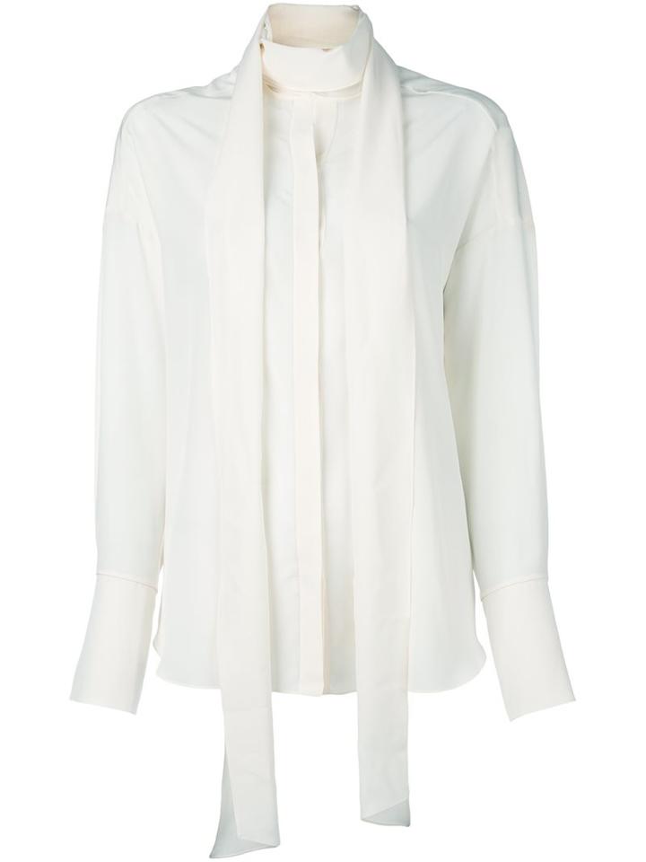 Chloé Neck Tie Blouse, Women's, Size: 40, White, Silk