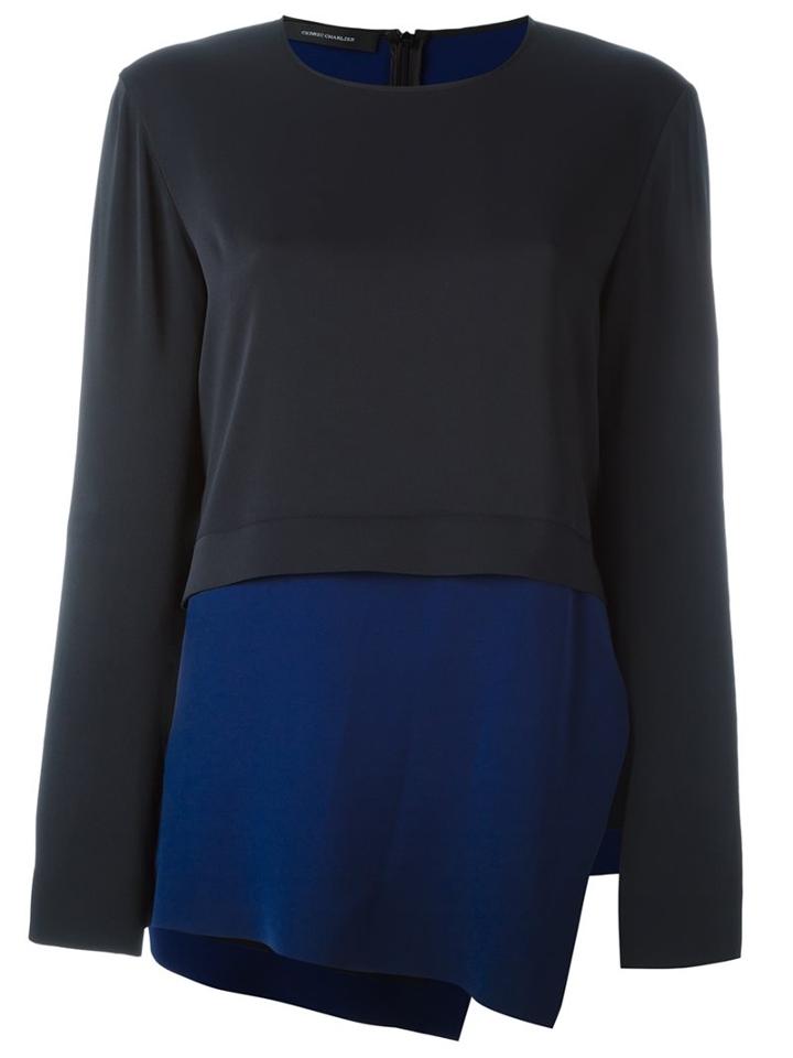 Cédric Charlier Bi-tonal Blouse, Women's, Size: 46, Blue, Polyester