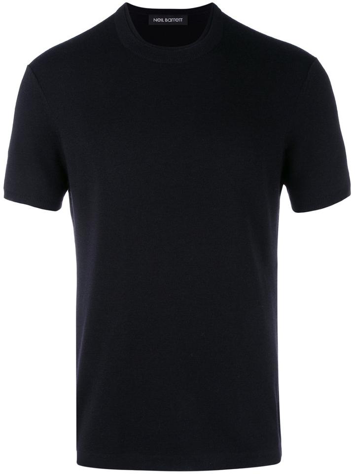 Neil Barrett Crewneck T-shirt, Men's, Size: Small, Blue, Wool/cashmere/silk