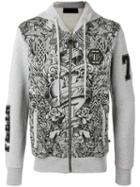 Philipp Plein - Printed Zip Hoodie - Men - Cotton - Xl, Grey, Cotton