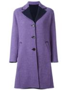 Etro Contrast Lapels Buttoned Coat, Women's, Size: 42, Pink/purple, Polyamide/acetate/viscose/wool