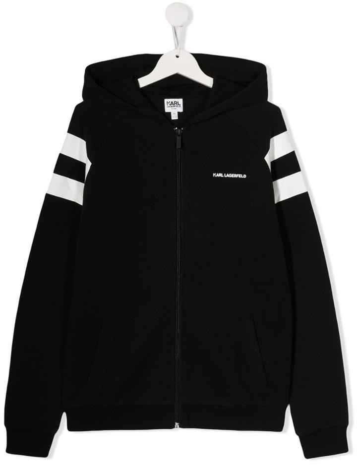 Karl Lagerfeld Kids Teen Logo Zip-up Hoodie - Black