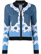 Versace Embroidered Zip Cardigan - Blue