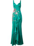 Patbo Sequin Embroidered Ruffled Gown - Green