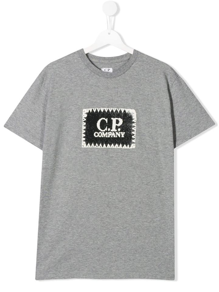 Cp Company Kids Contrast Logo T-shirt - Grey