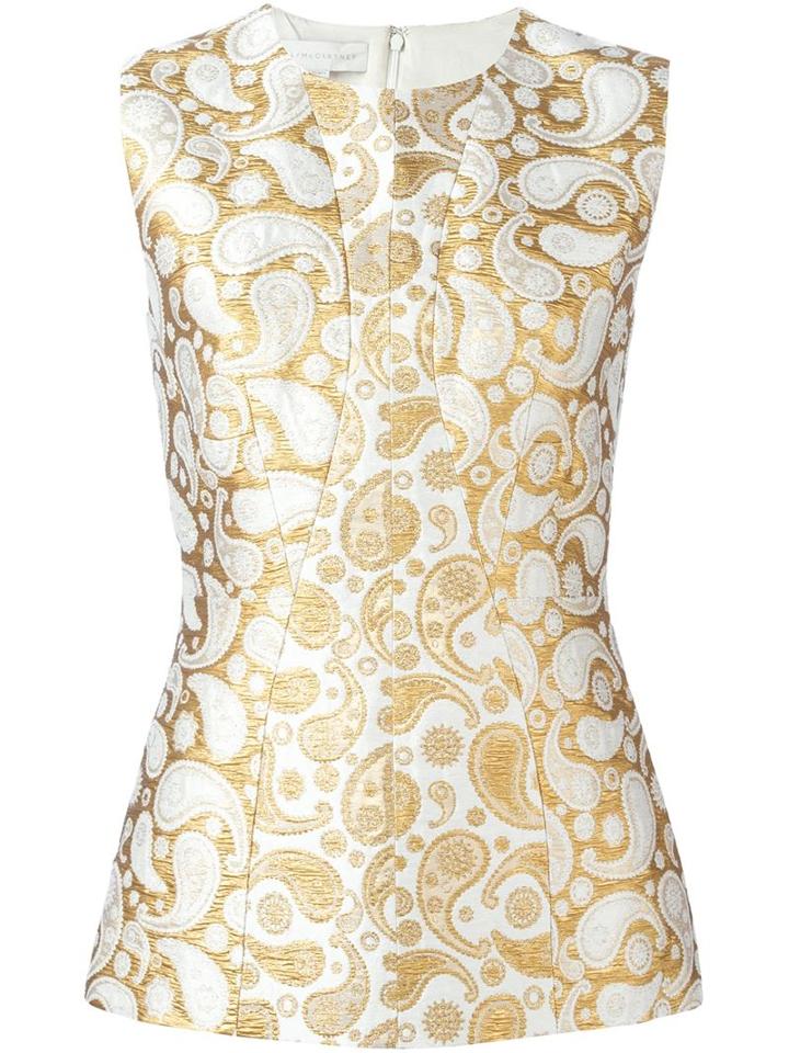 Stella Mccartney 'annie' Paisley Jacquard Sleeveless Top, Women's, Size: 42, Nude/neutrals, Cotton/linen/flax/polyester/polyamide