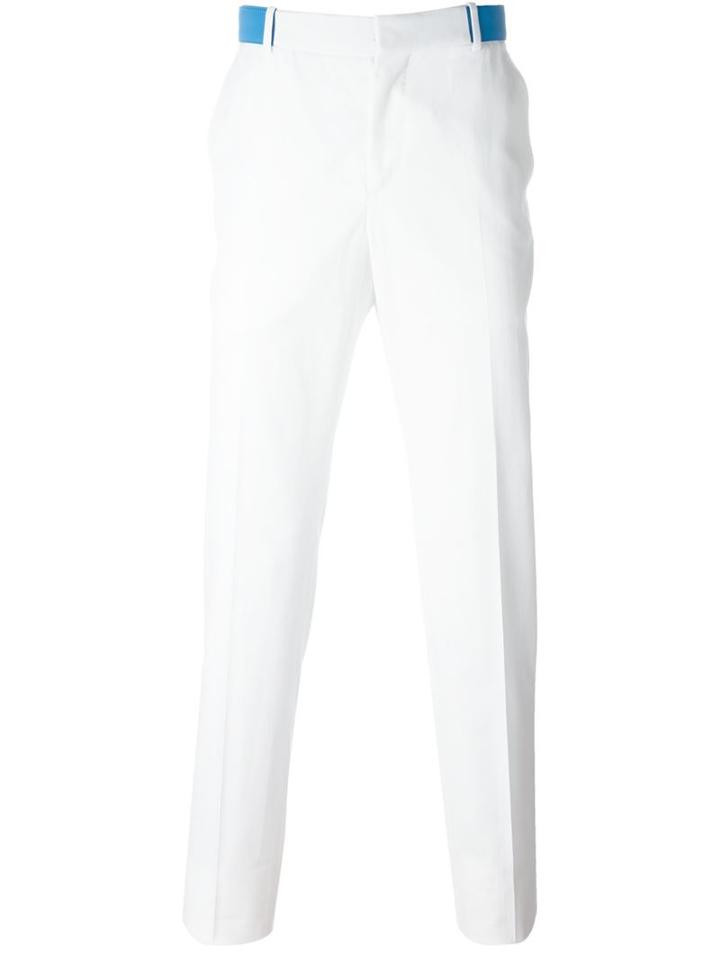 Alexander Mcqueen Straight Leg Trousers, Men's, Size: 48, White, Cotton/acetate/viscose